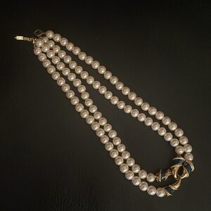 Vintage Chelieu Pearl & Enamel Goldtone Choker! EUC!